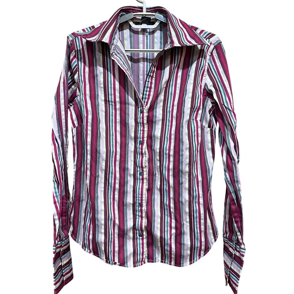 The Limited Top Size M Multicolor Striped Button Up 100 Cotton Preppy Office
